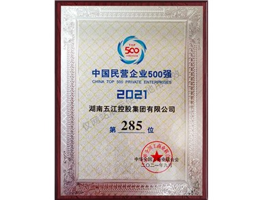 Top 500 doanh nghiệp tư nhân Trung Quốc năm 2021, vị trí thứ 285 (2021)